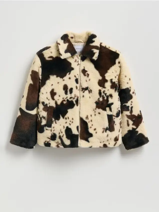 Giacca in pelliccia con stampa animalier - multicolore