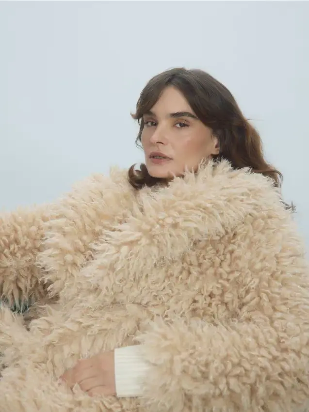 Giacca in pelliccia sintetica - grano