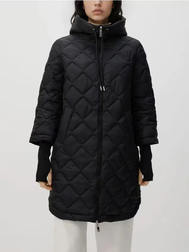 Giacca lunga con cappuccio - nero