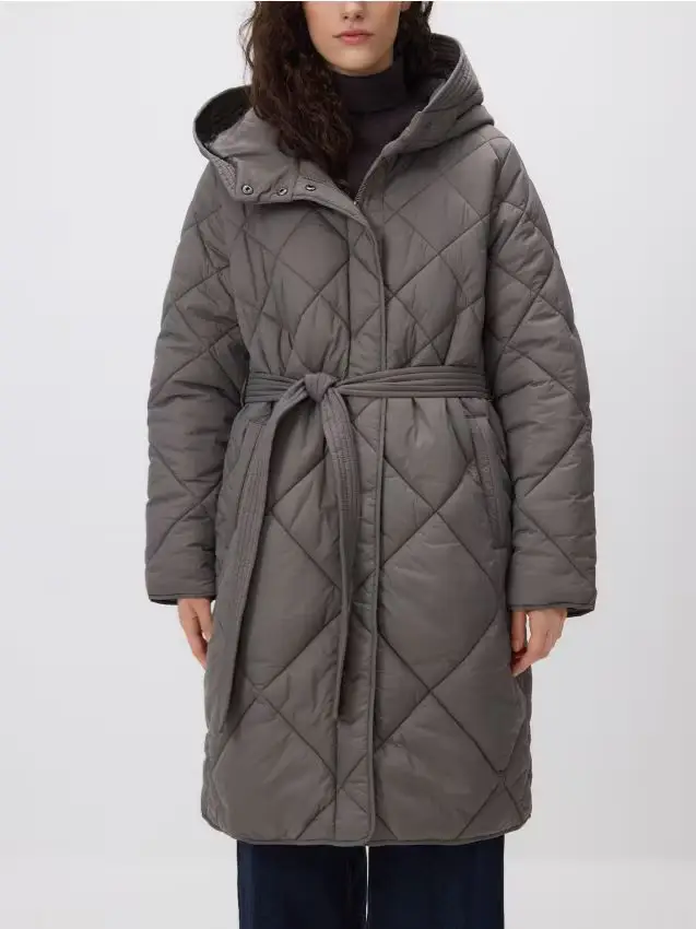 Giacca lunga con cintura - marrone polveroso