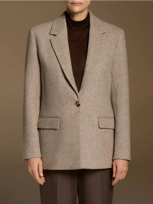 Giacca oversize in misto lana - beige