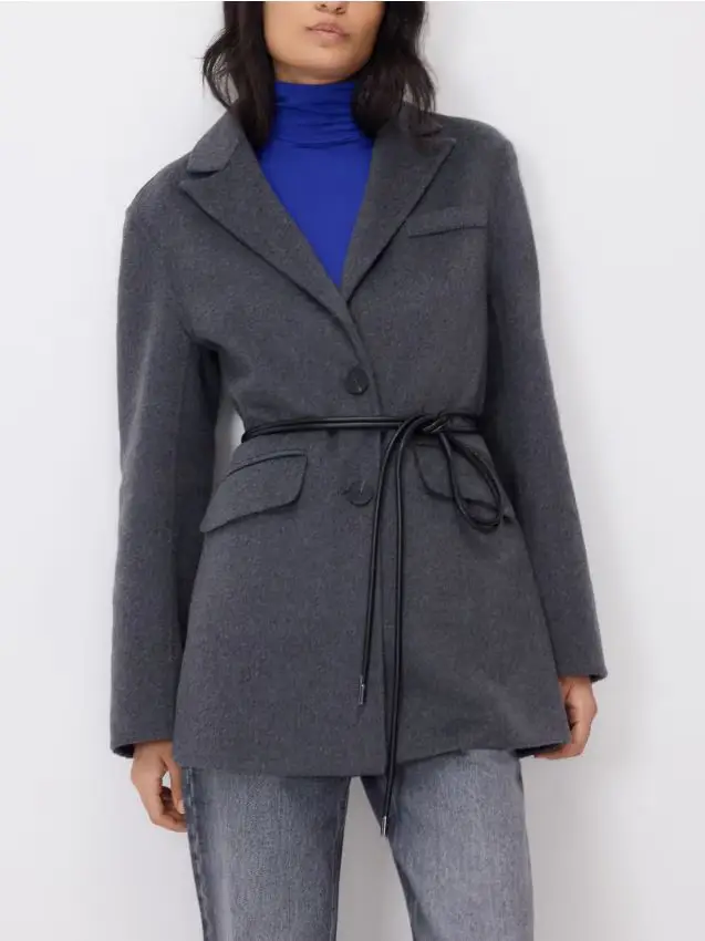 Giacca oversize in misto lana - grigio scuro