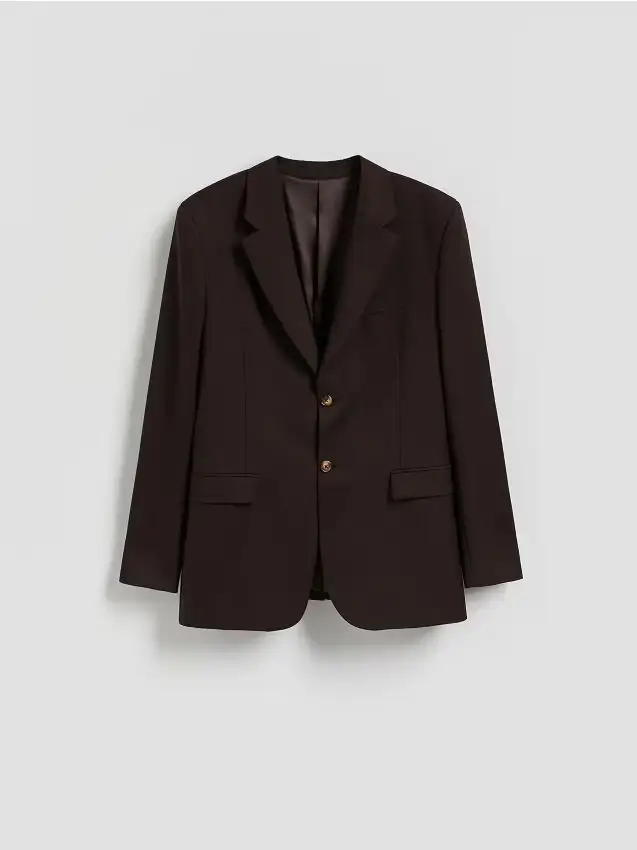 Giacca oversize in misto lana - marrone