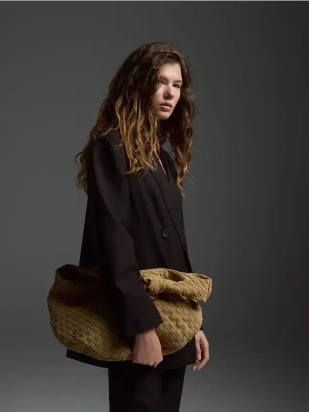 Giacca oversize in misto lana - marrone scuro