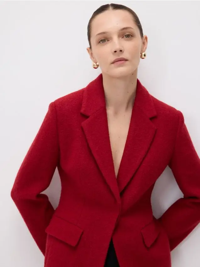 Giacca oversize in misto lana - rosso