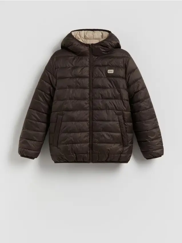 Giacca reversibile con cappuccio - marrone scuro