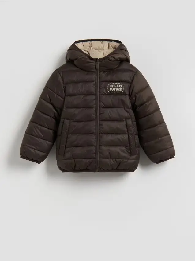 Giacca reversibile con cappuccio - marrone scuro