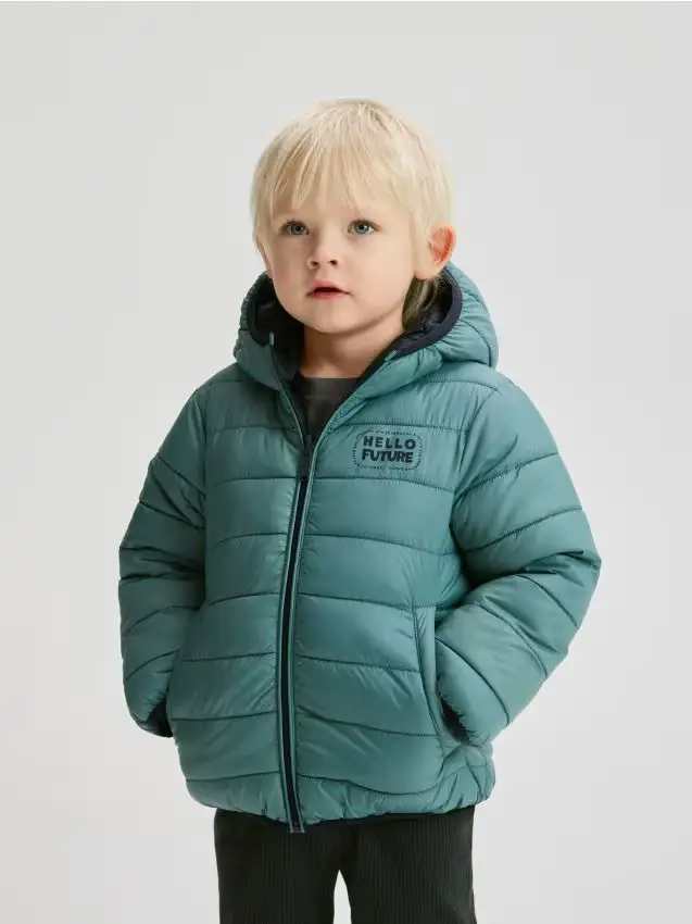 Giacca reversibile con cappuccio - verde petrolio