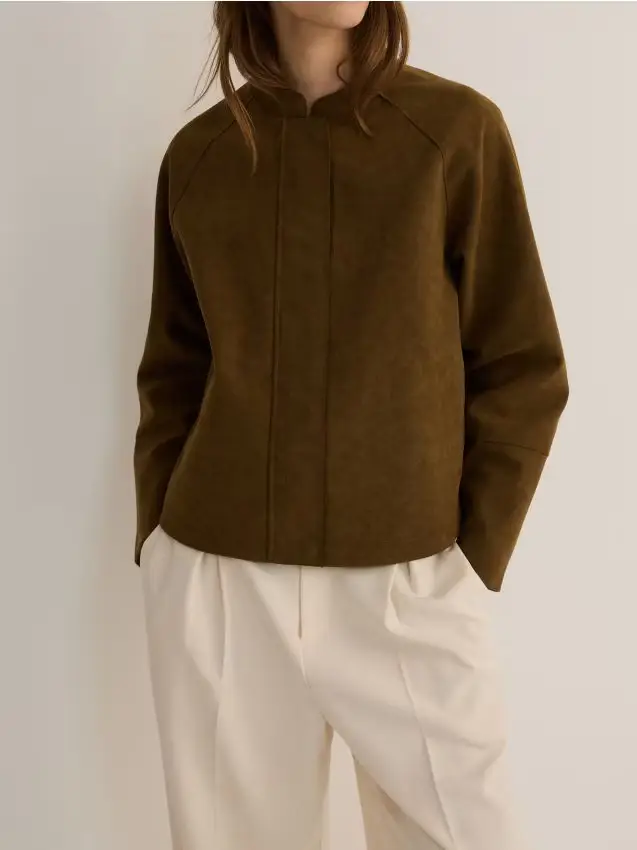 Giacca scamosciata - verde-marrone