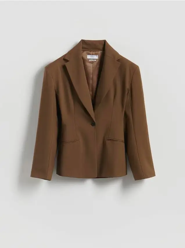 Giacca sciancrata con viscosa - verde oliva caldo