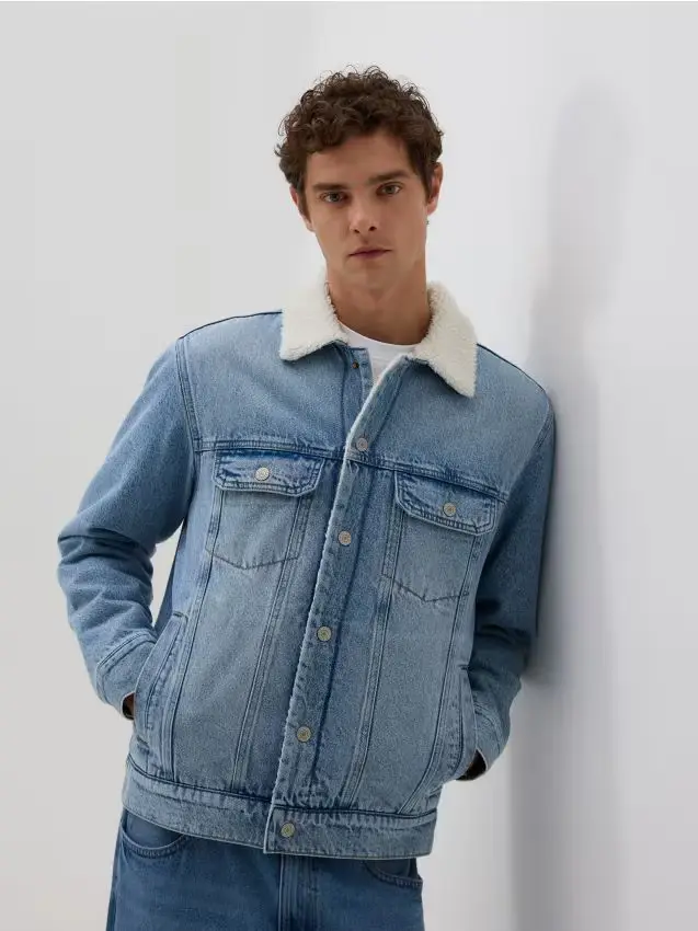 Giacca sherpa in denim - blu