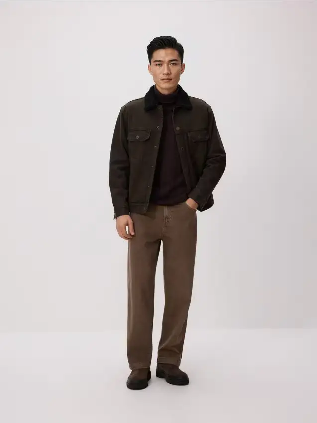 Giacca sherpa in denim - marrone polveroso