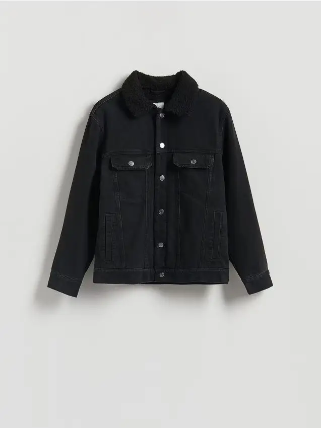 Giacca sherpa in denim - nero
