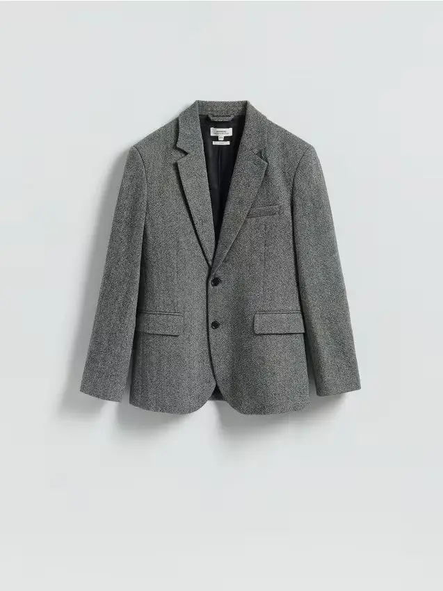 Giacca slim fit in lana - grigio scuro