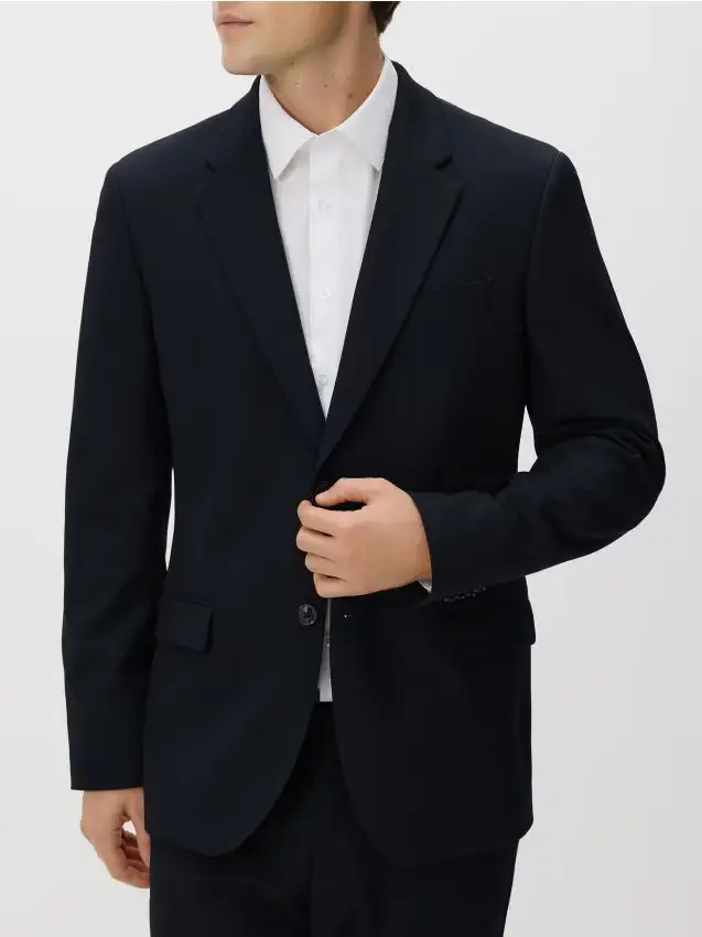 Giacca slim fit in misto viscosa - blu scuro