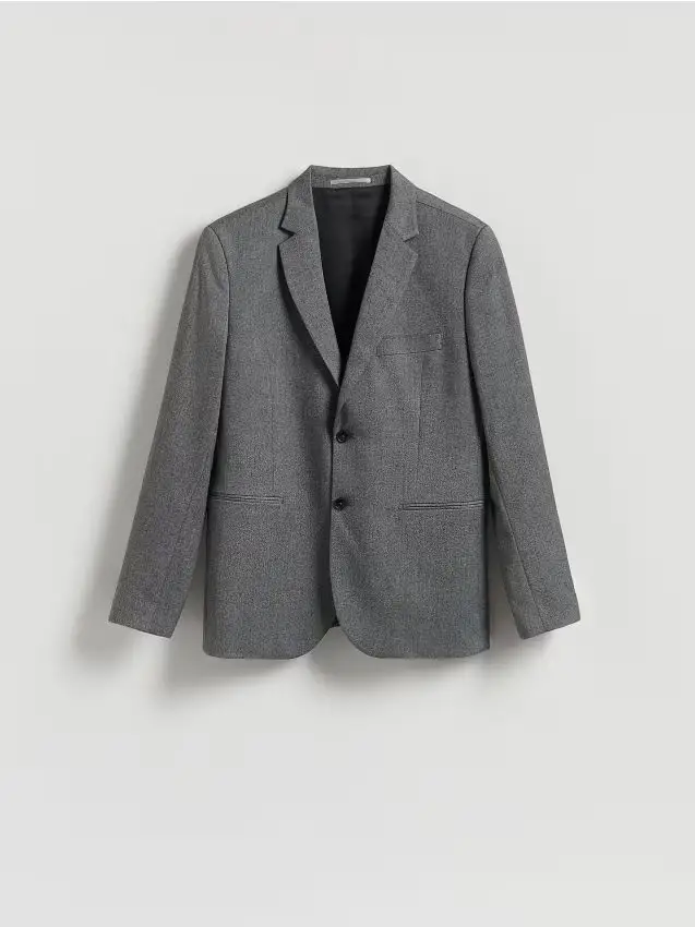 Giacca slim fit in misto viscosa - grigio