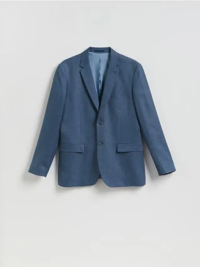 Giacca slim fit in misto viscosa - indaco