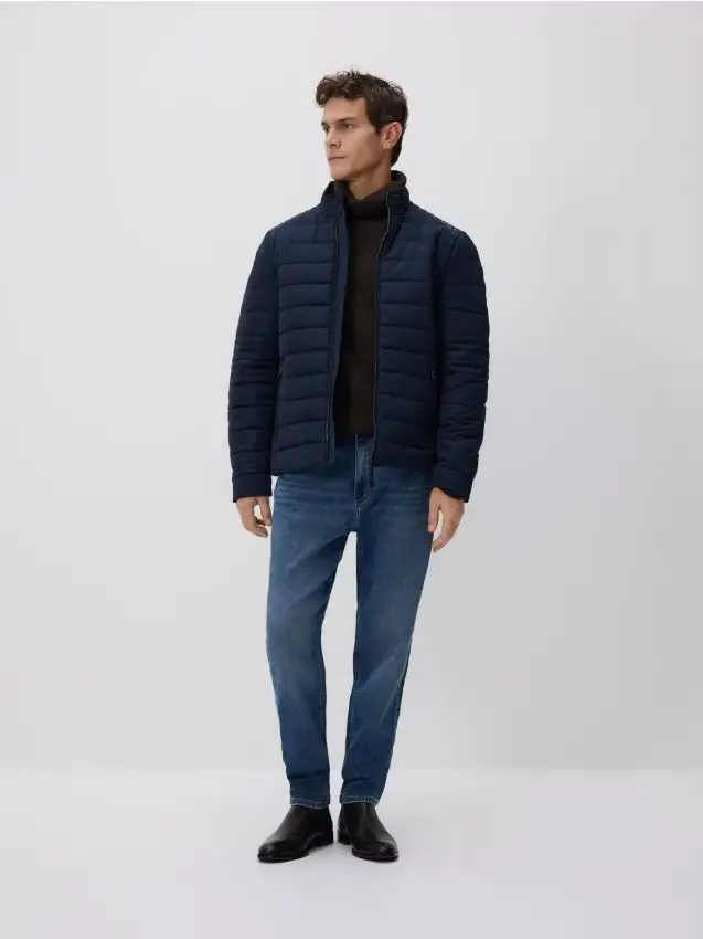 Giacca stile biker trapuntata - blu scuro