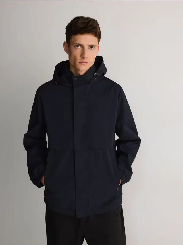 Giacca tinta unita con cappuccio - blu scuro