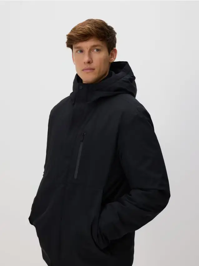 Giacca tinta unita con cappuccio - nero