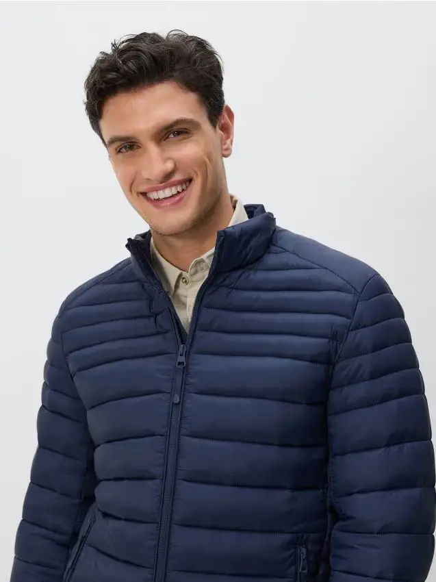 Giacca trapuntata a collo alto - blu scuro