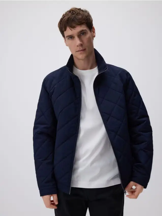 Giacca trapuntata a collo alto - blu scuro