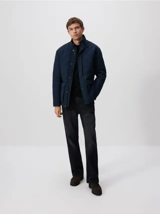 Giacca trapuntata a collo alto - blu scuro