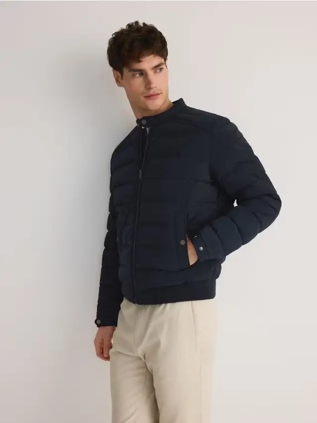 Giacca trapuntata a collo alto - blu scuro