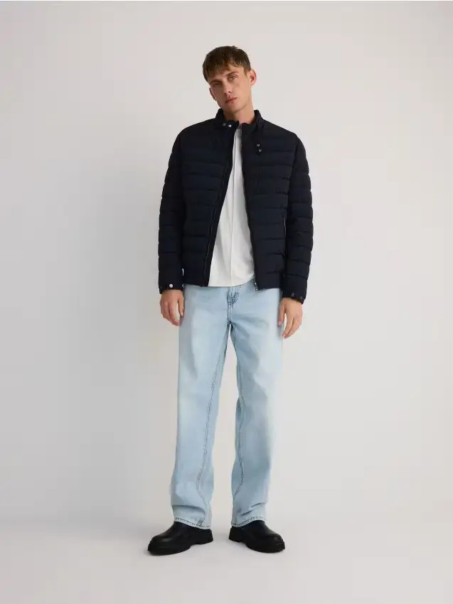 Giacca trapuntata a collo alto - blu scuro