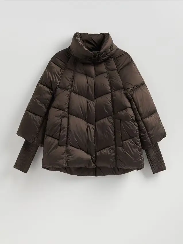 Giacca trapuntata a collo alto - marrone scuro