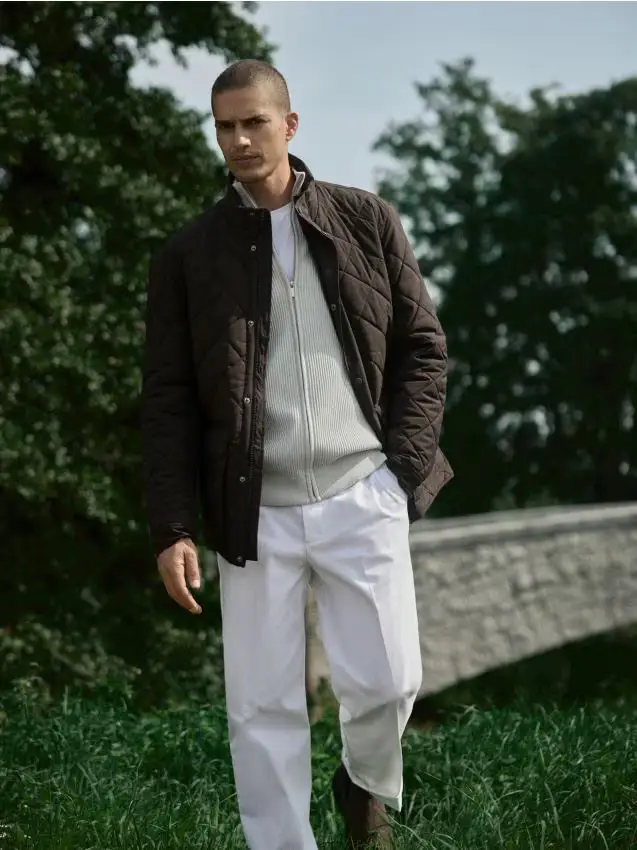 Giacca trapuntata a collo alto - marrone scuro