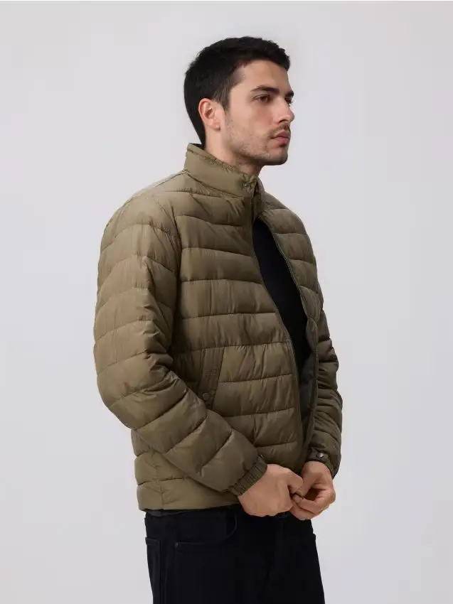Giacca trapuntata a collo alto - verde polveroso