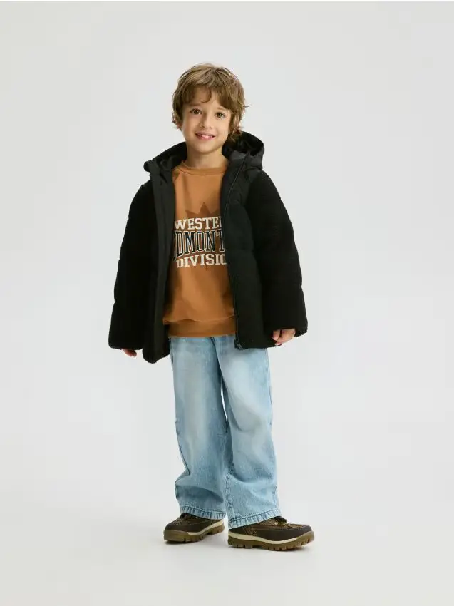 Giacca trapuntata a materiali misti - nero