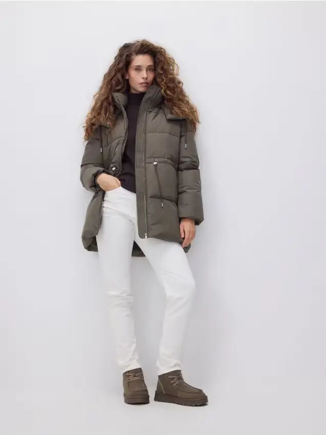 Giacca trapuntata con cappuccio staccabile - verde oliva chiaro