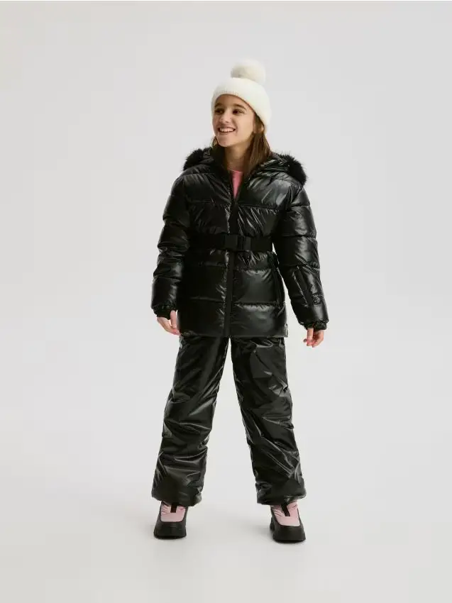 Giacca trapuntata con cintura - nero