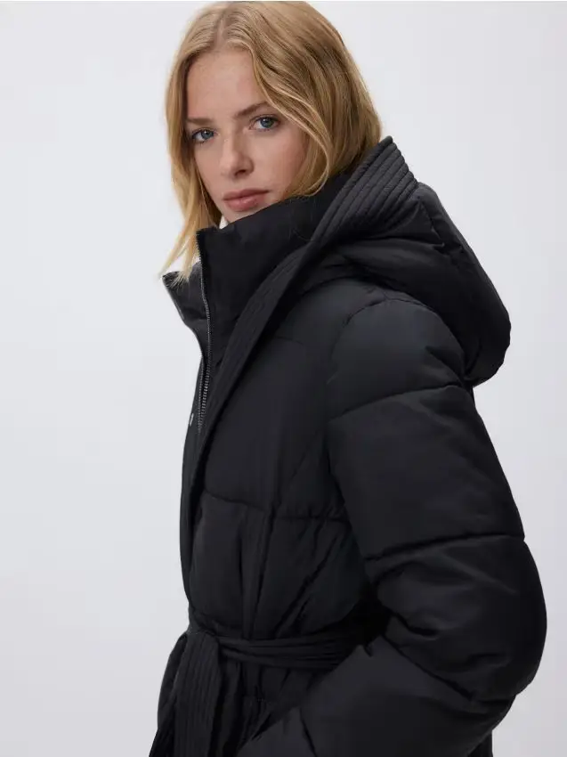 Giacca trapuntata con fusciacca - nero