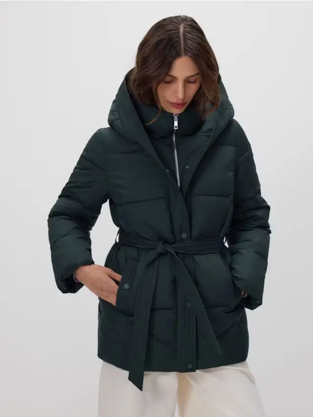 Giacca trapuntata con fusciacca - verde acciaio