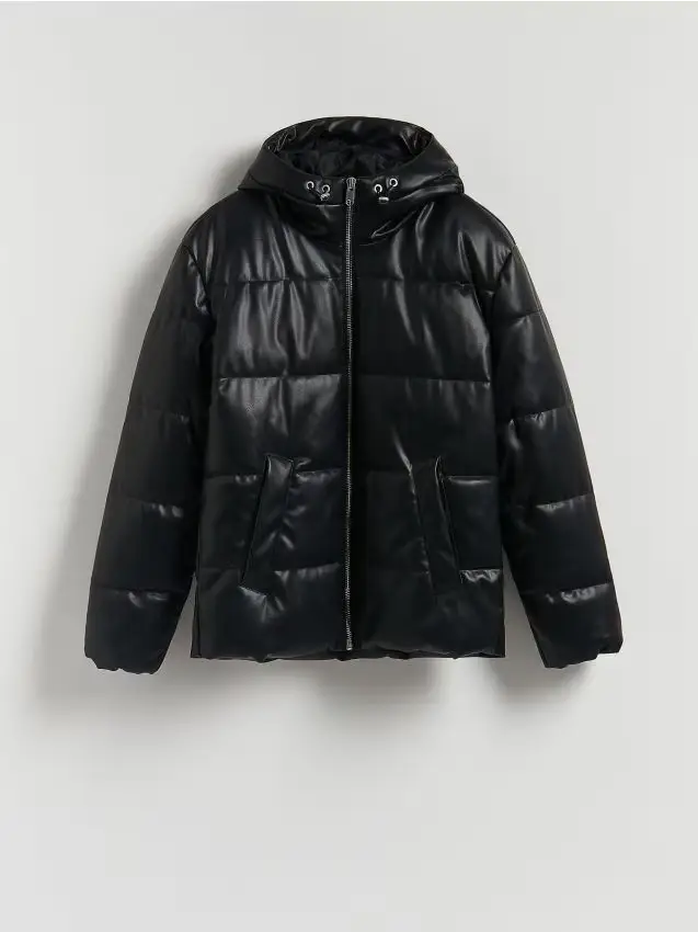 Giacca trapuntata in ecopelle - nero