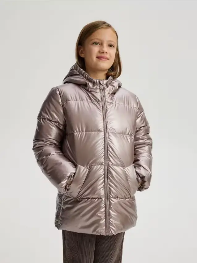 Giacca trapuntata metallizzata - orchidea