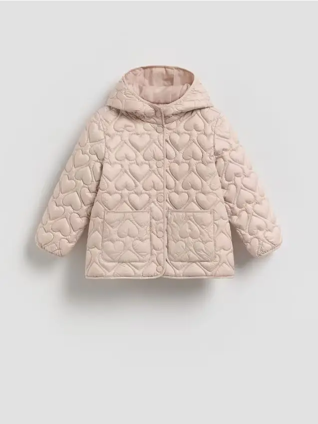 Giaccone trapuntato con cappuccio - beige