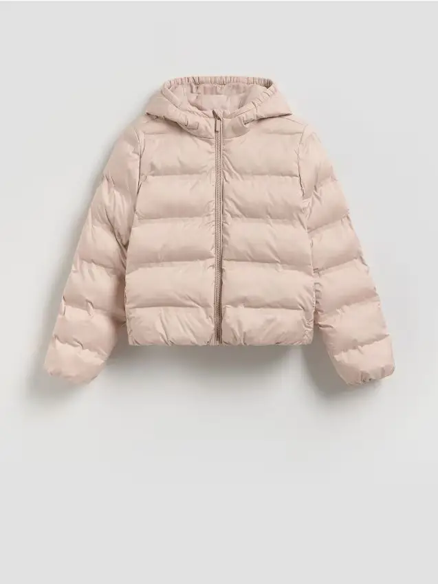 Giaccone trapuntato con cappuccio - beige