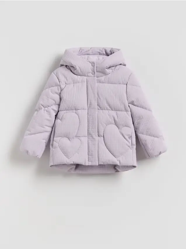 Giaccone trapuntato con cappuccio - lavanda