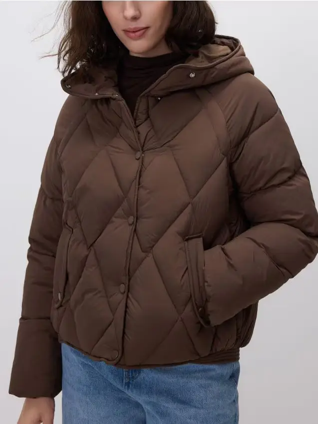 Giaccone trapuntato con cappuccio - marrone scuro