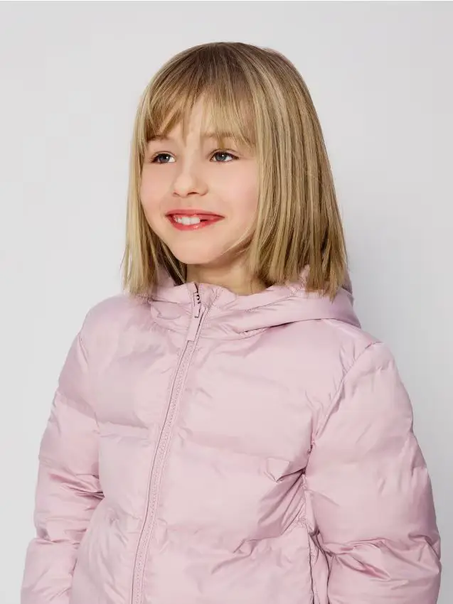 Giaccone trapuntato con cappuccio - rosa cipria