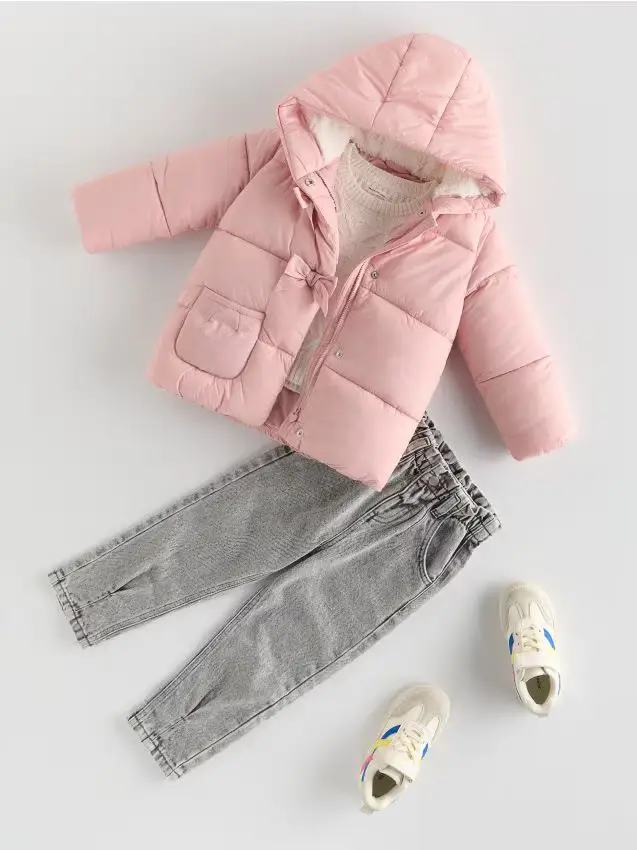 Giaccone trapuntato con cappuccio - rosa