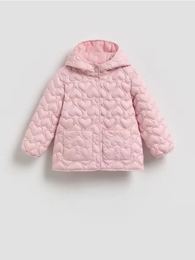 Giaccone trapuntato con cappuccio - rosa