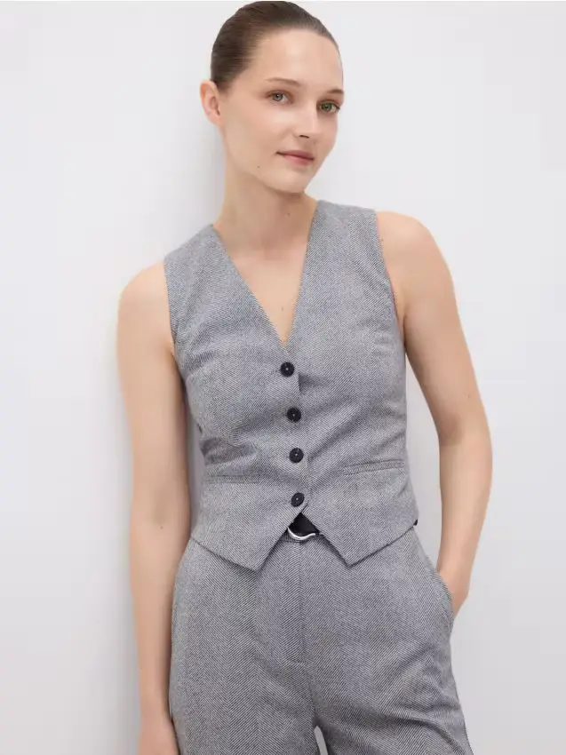 Gilet a spina di pesce - grigio scuro