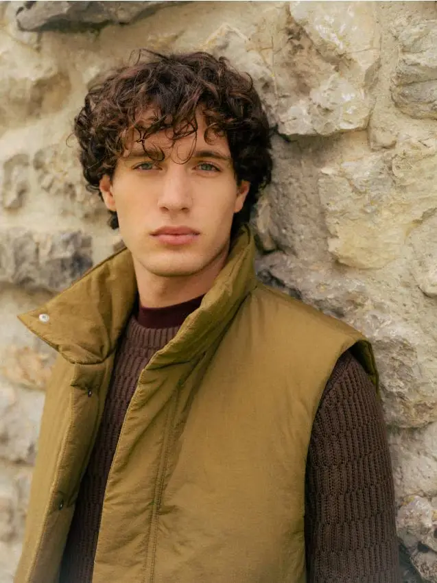 Gilet con colletto rialzato - verde oliva