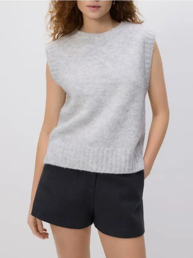 Gilet con lana - grigio chiaro