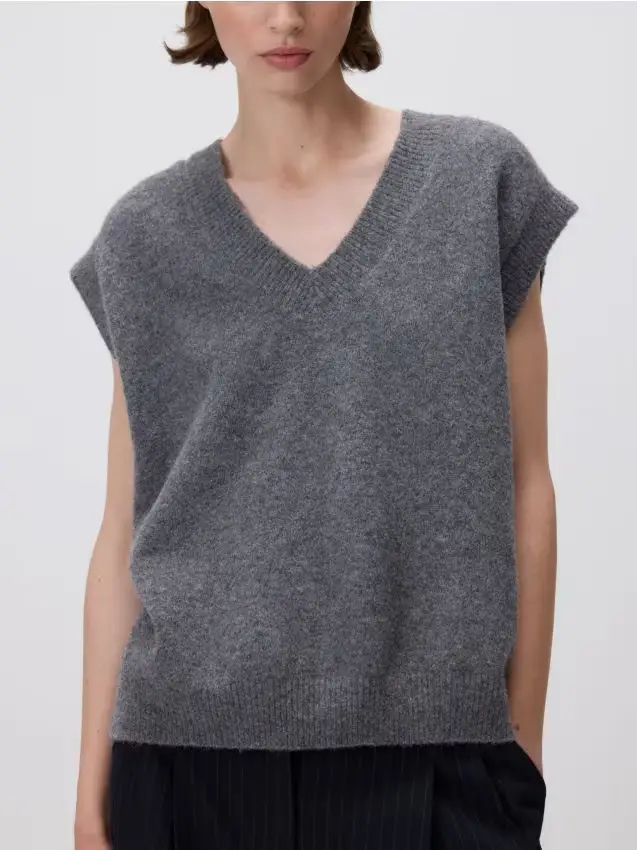 Gilet con lana - grigio medio